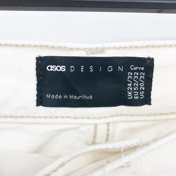 ASOS Womens Straight Keg Jeans US 20 Cream High Rise Denim Non Stretch Cotton - Picture 8 of 10